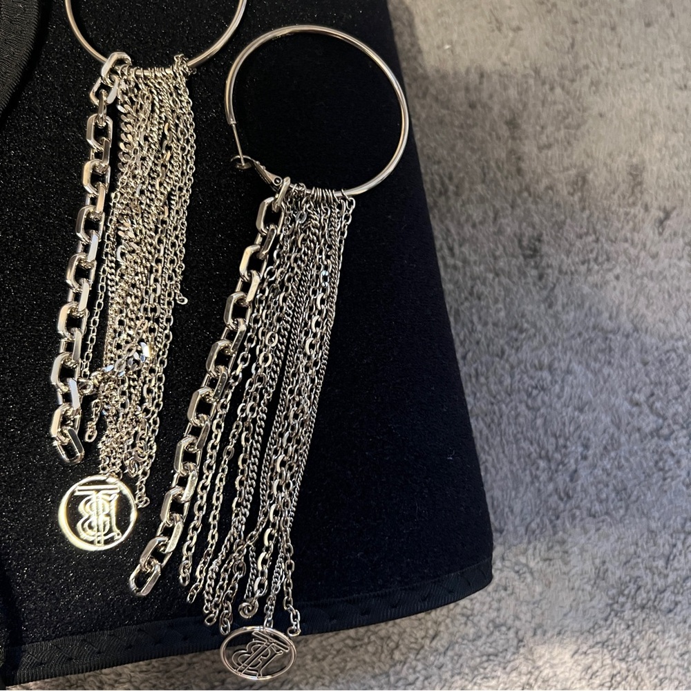 Burberry Silver Chain Tassel Earrings